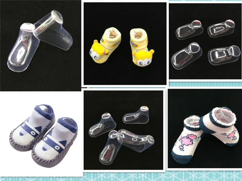 20 Teile/los Kunststoff Transparent Fuß Modell Socke Formen Paste Extrusion Display Geschenk Schuh Verpackung 9/10/11/12 cm Baby Booties Form – Detail 9