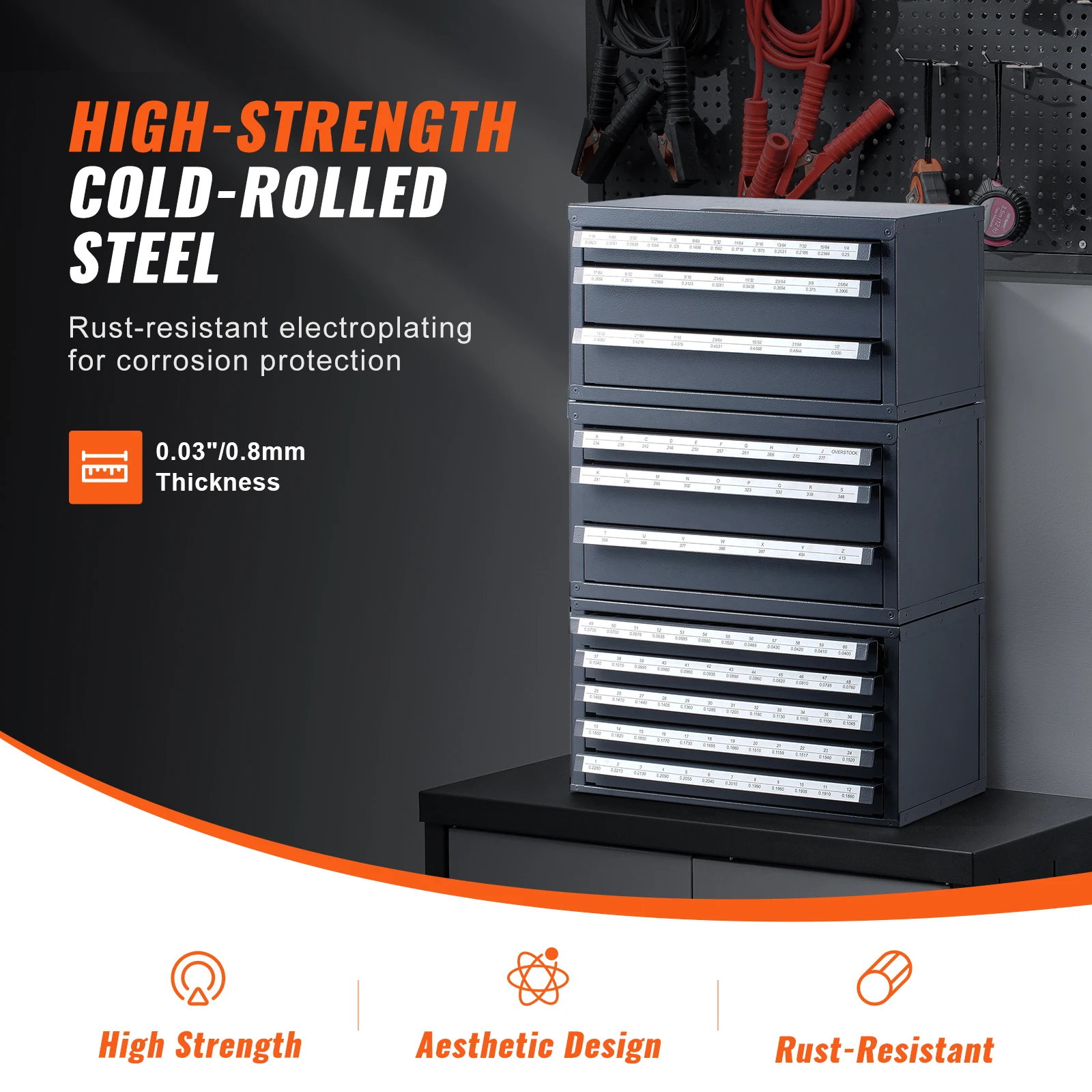 Steel Drill Bit Storage Cabinet Organizer