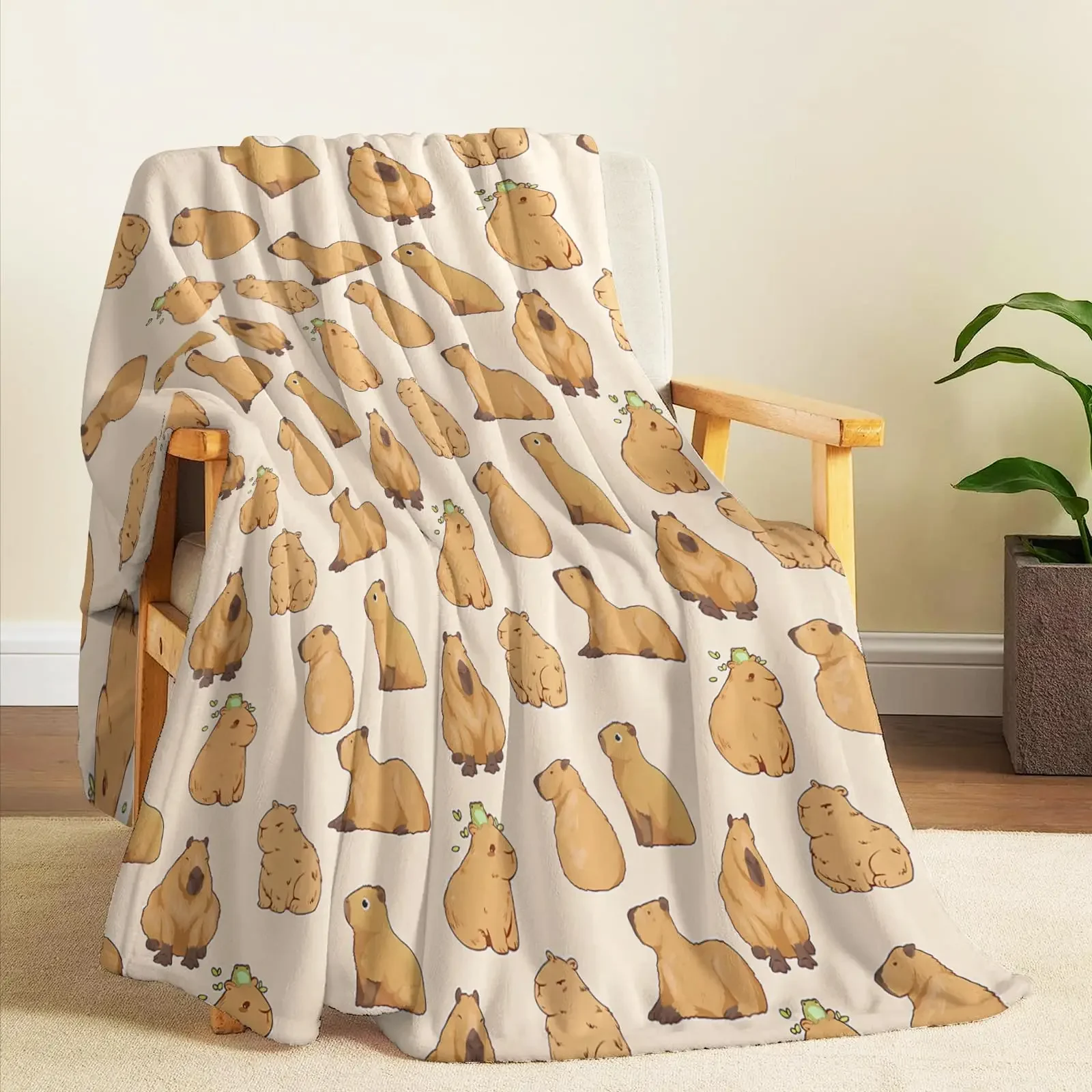 KACISSTY Animals Capybara Blankets Funny Cute Capybaras Theme Throw Blanket Thin Flannel Quilts Air Condition Quilt Gifts 3