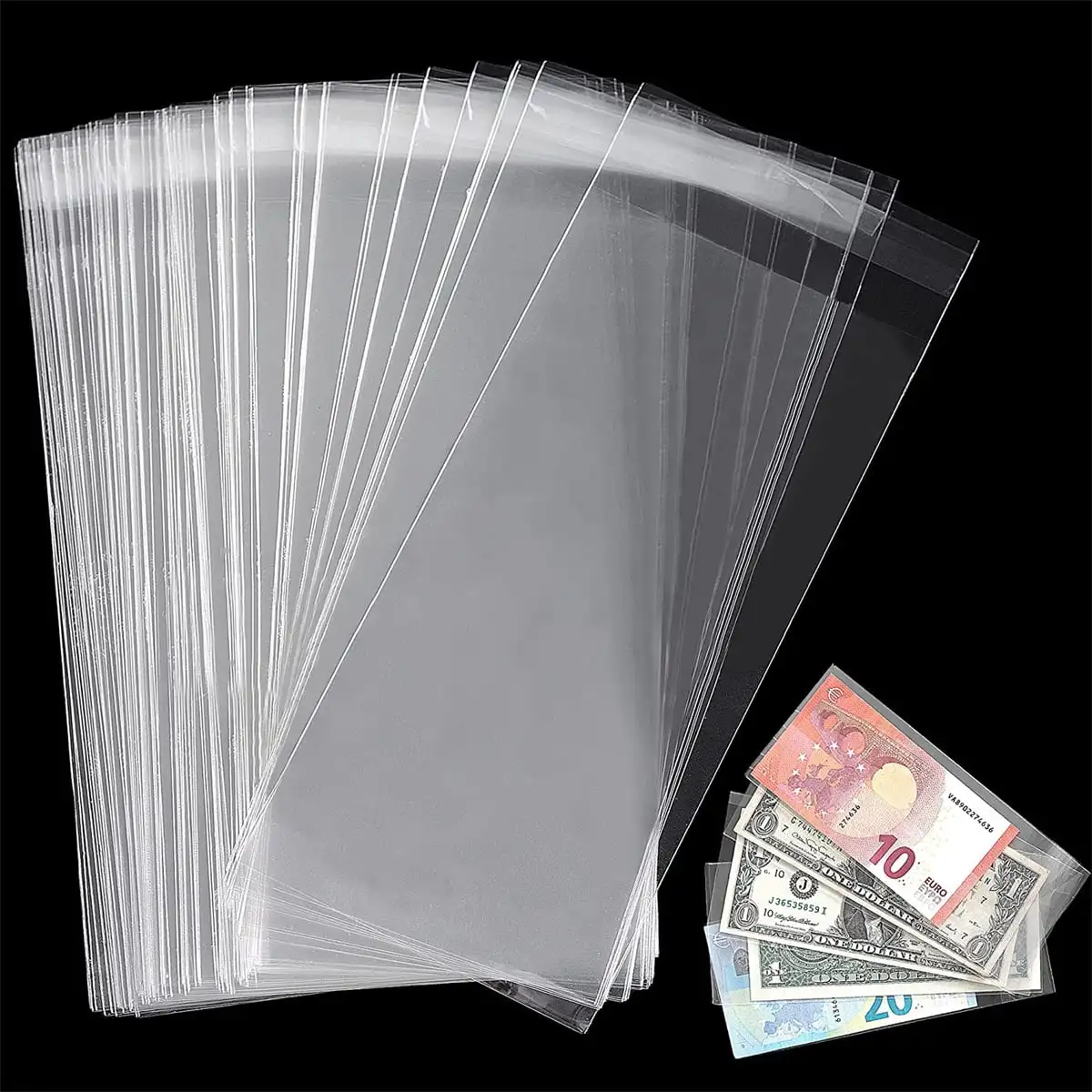 

100 Pieces Clear Paper Money Holder for Collectors with Storage Case