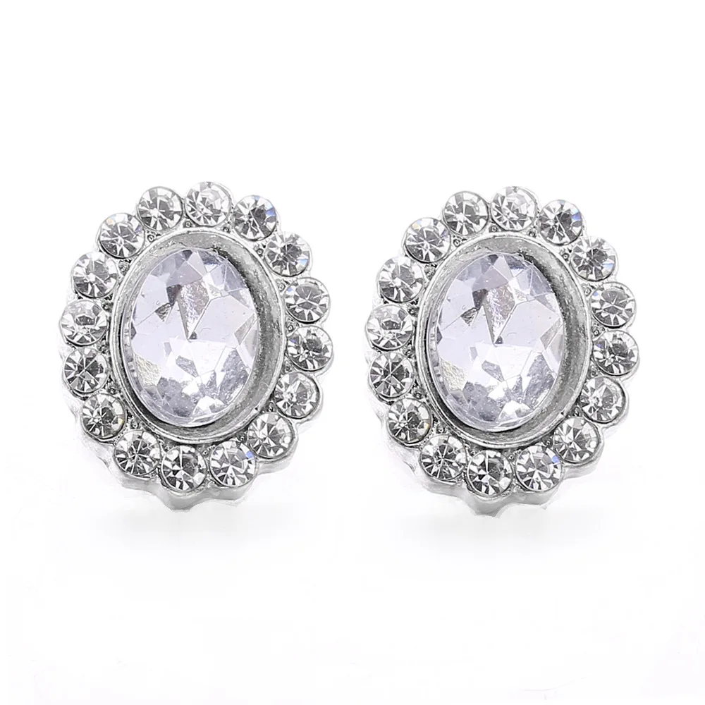 20pcs New 12mm Snap Buttons Jewelry Oval Metal Rhinestone 12mm Snap Buttons Bracelets Necklaces