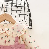 Autumn New Newborn Girls Long Sleeve Dress Cartoon Fragmented Flower Lapel Baby Princess Dress Flower Strap Dress 5