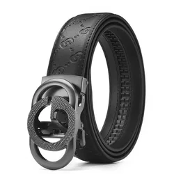 Men's Luxury Genuine Leather Belt with Automatic Alloy Buckle - Premium Designer Waist Strap - 125cm (BA19 Gun)