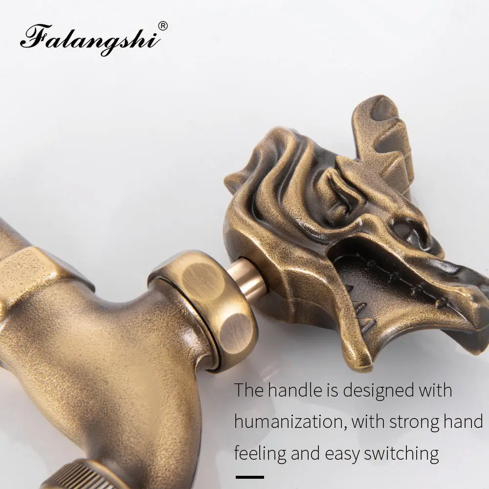 Antique Carved Bibcock Brass Faucet Copper Outdoor Garden Taps for Washing Machine Luxury Toilet Mop Faucet WB8510 water tap faucet garden bibcocks washing machine faucet