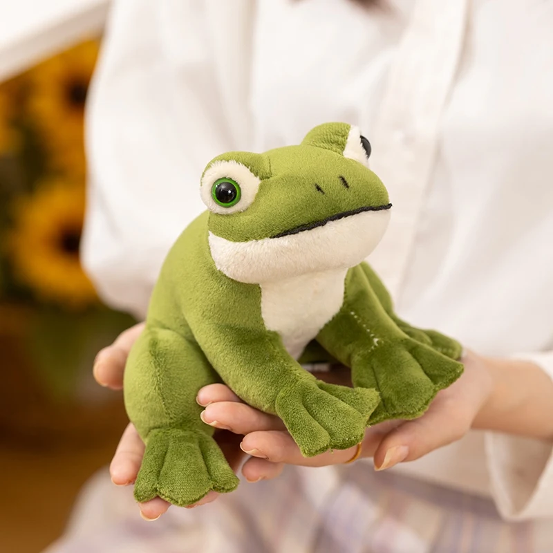 Mini Summer Frog Plush Toys 12cm Lifelike Big Eyes Frog Doll Soft Stuffed Palm Pets Office Desktop Companion Cute Kids Toys