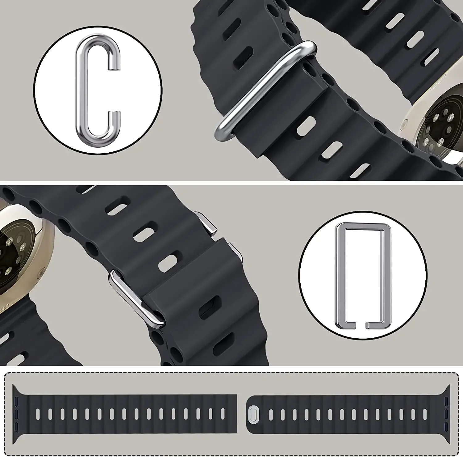 Ocean Silicone Strap - Soft Adjustable Wristband in Vibrant Colors