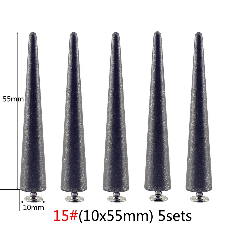 100X Punk Cono Metallo Punte Rivetti Borchie Vite Schienale
