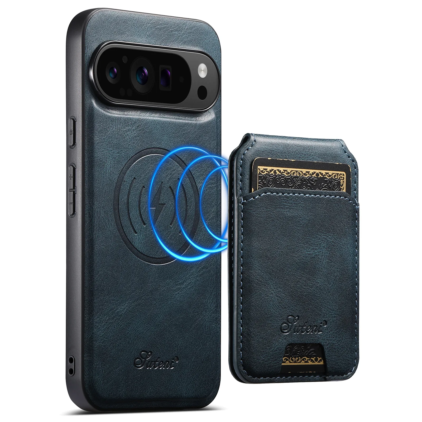 Magnetic Detachable Leather Wallet Case with Shockproof Kickstand and Card Holder