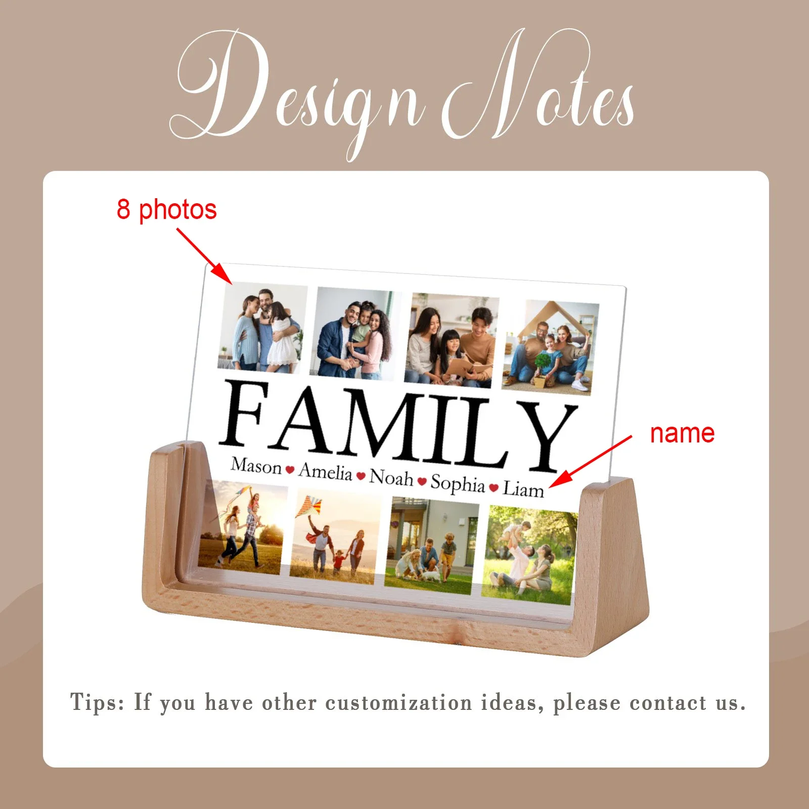 Personalized Family Photo Frame For Women Men Mom Home Decoration Desktop Display Name Birthday Gifts photo frame wood canvas frame wood photo frame wood frame wood picture frame