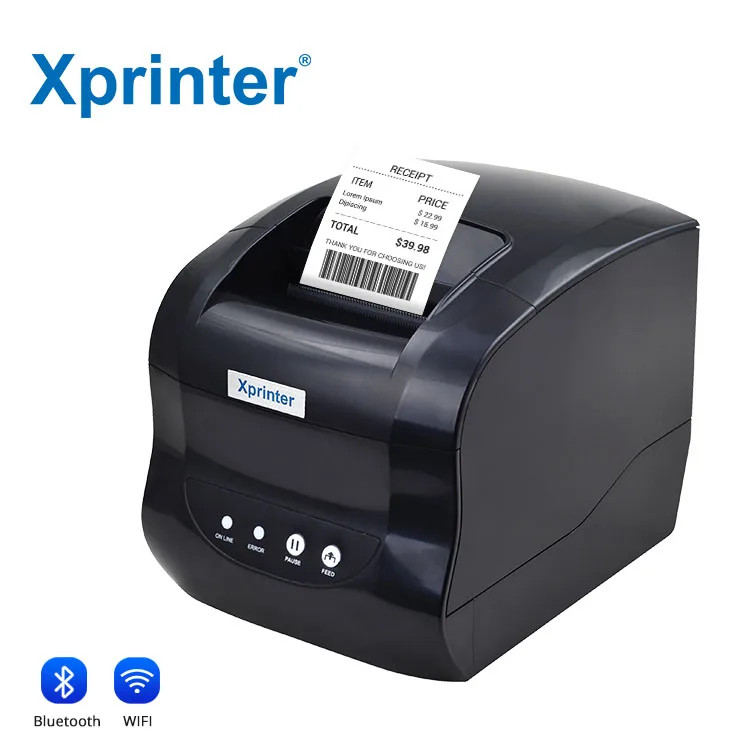 Xprinter XP-365B 올인원 프린터 3인치 라벨 프린터 열전사 프린터 (EU 플러그 포함)