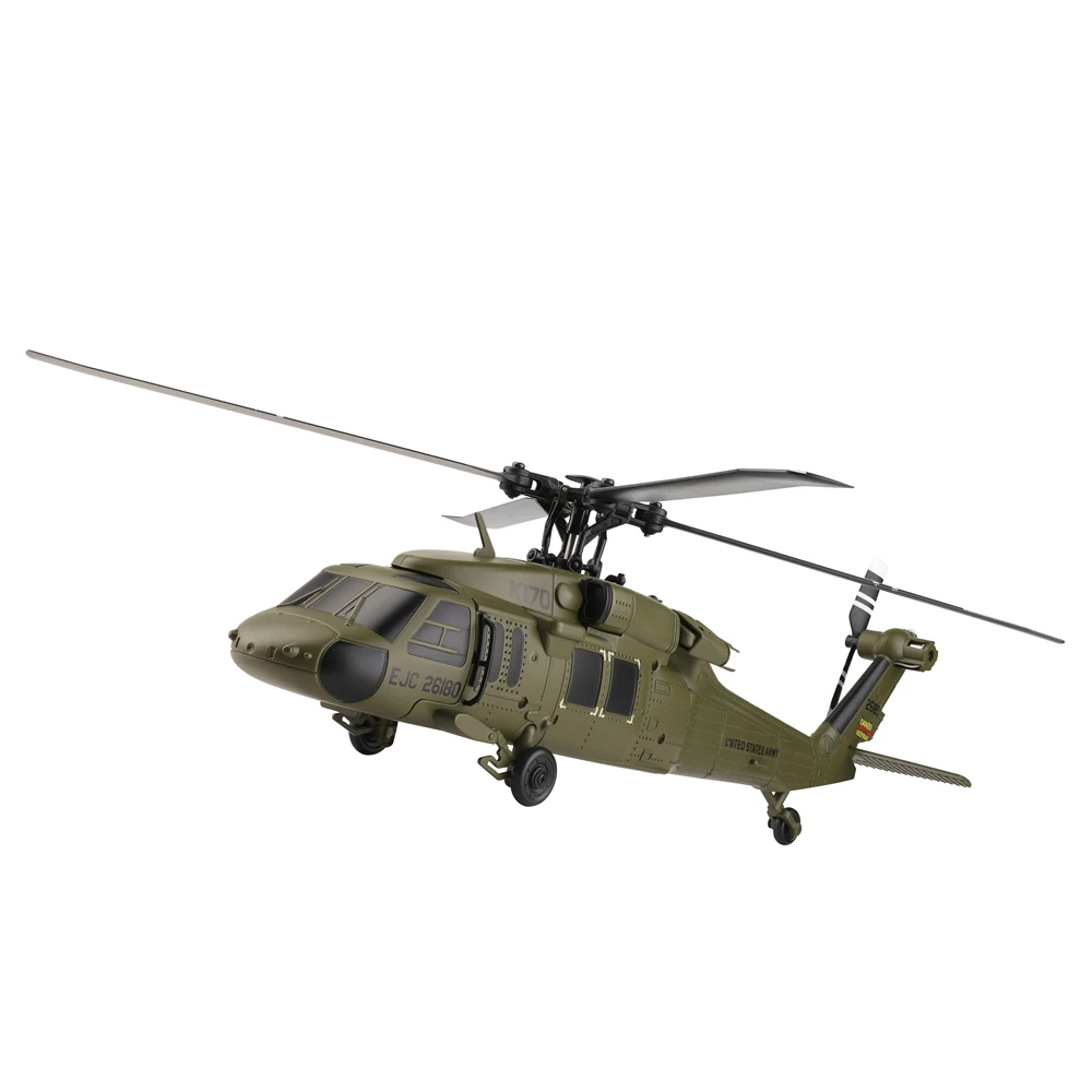 Wltoys K170 RC 헬리콥터 UH-60L 블랙호크 듀얼 브러시리스 6축 자이로 4채널 4날개 항공기 원격 조종 항공기 모델 선물
