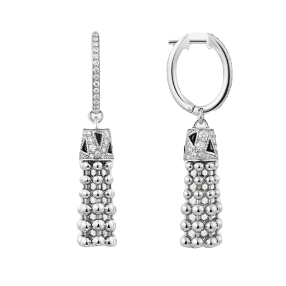 , 고탄소 다이아몬드 블랙 스팟 레오파드 팬서 태슬 드롭 귀걸이, 여성용 고급 명품 주얼리
