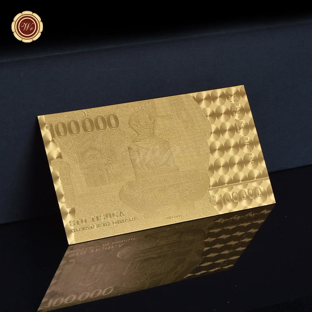 Позолоченная банкнота в Хорватии, 100000 слов, искусственные деньги, памятная банкнота, сувенир, деловой подарок для коллекции