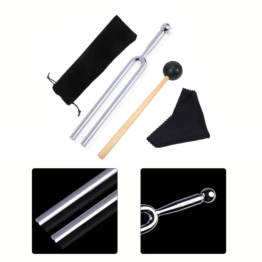 New Practical Violin Tuning Fork A440Hz Black/Silver For Healing Multifunctional Sensory Tool W/Cleaning Cloth