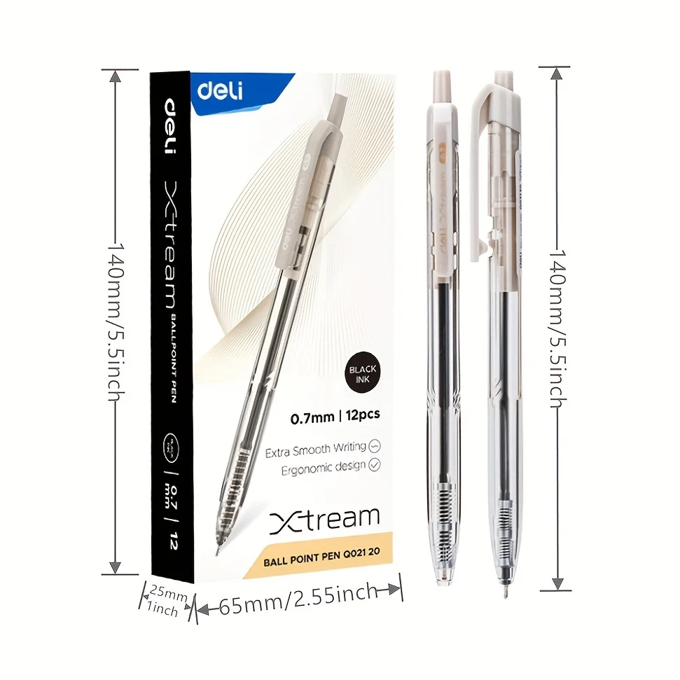 Ballpoint Pen DELI 0.7 MM 12PCS/Box Office Smoothing Writing Low Viscosity Ink Writing Pens Office Stationery multifunction ballpoint pen multifunctional pen ballpoint pen ball point pen