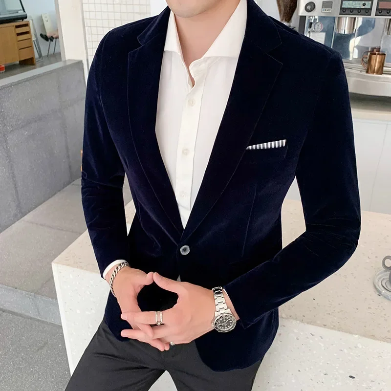Men Wedding Groom Singer Costume Slim Blazer Formal Wear Dress Burgundy Velvet Blazers for Men Fashion Casual Suits Jackets 5XL 4