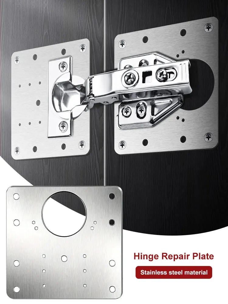 Description Picture 2 of itemStainless Steel Hinge Repair Plate Kits Cabinet Furniture Drawer Table Hinges Mounting Plate with Screw Flat Fixing Brackets