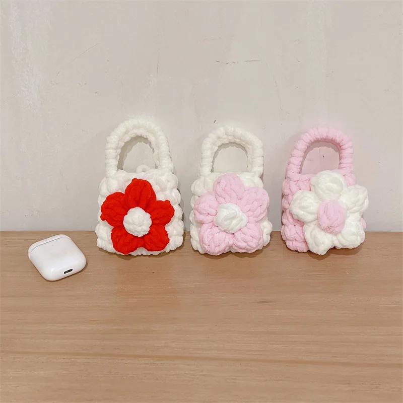

Red Pink Flower Plush Case for AirPods Pro2 Airpod Pro 1 2 3 Bluetooth Earbuds Charging Box Protective Earphone Case Cover