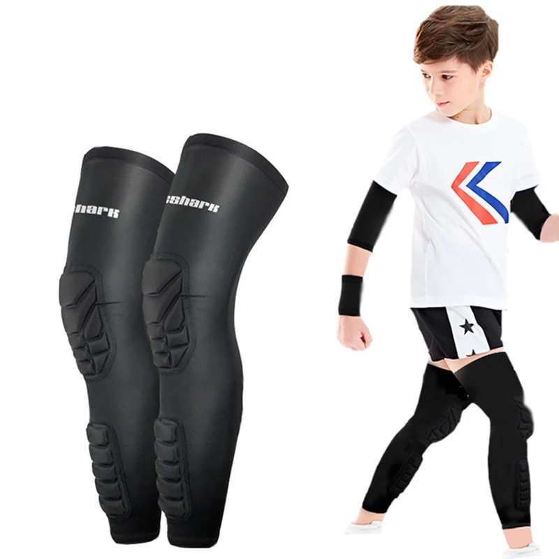 Honeycomb Long Sport Knee Pads for Children, Basketball Leg Sleeve, Crashproof Gym Leg Warmers, Kids, Teens,Sport Safety