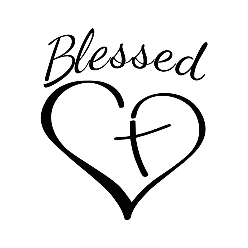 

Jpct blessing cross and heart-shaped Christian decal for trucks, walls, notebooks waterproof stickers 15cm * 15cm