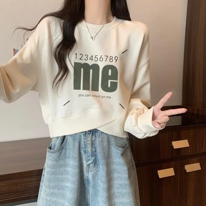 Women's Autumn Winter New Fashion Elegant Round Neck Pullover Long Sleeve Casual Versatile Western Commuting Comfortable Tops