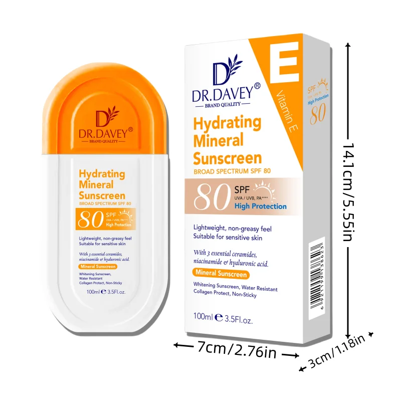 FACE & BODY SUNBLOCK Hydrating Mineral Sunscreen SPF80 Sunscreen Isolation UV Protection Refreshing Non-Greasy Full Body Suitabl