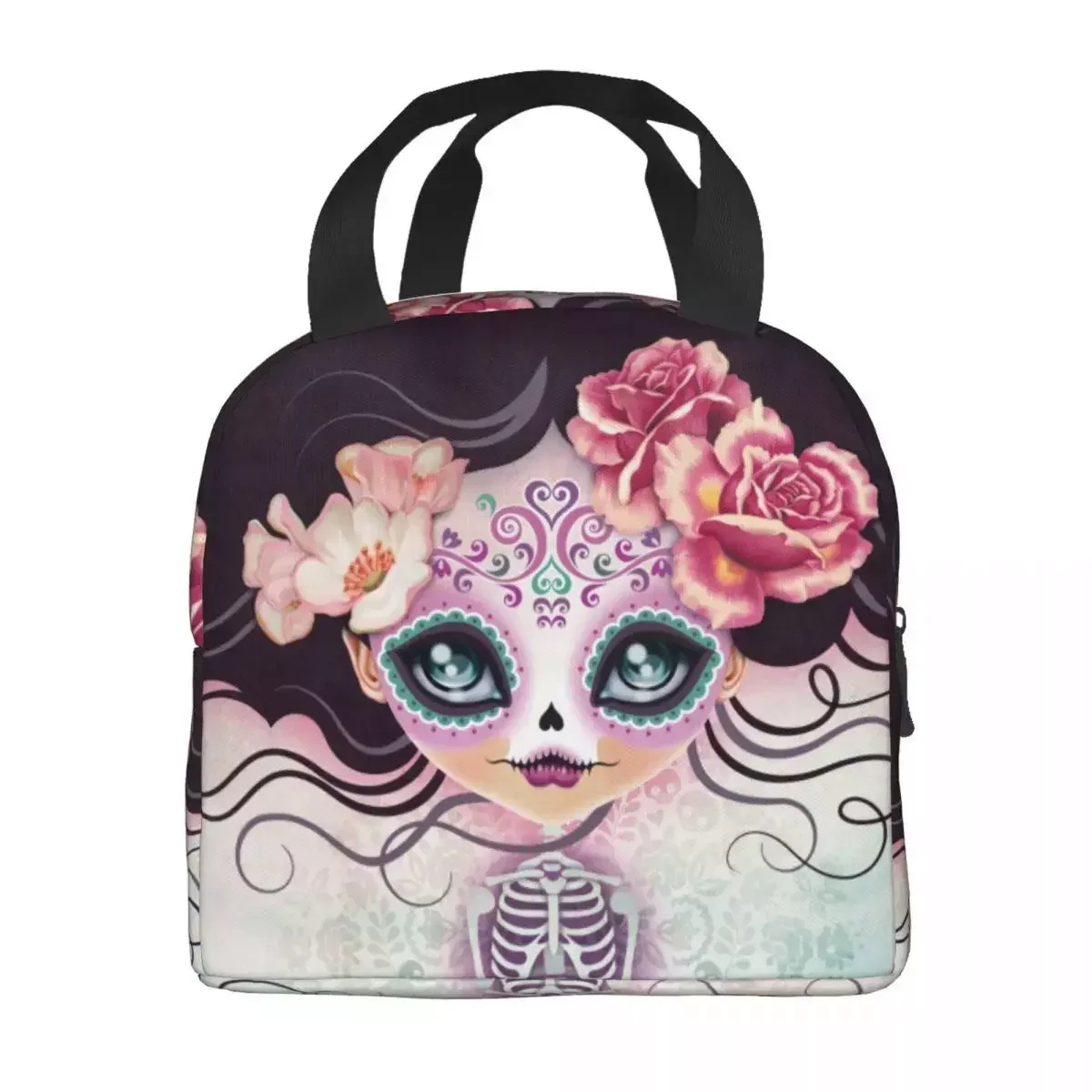 

Camila Huesitos изолированная сумка для обеда с изображением сахара черепа для женщин День мертвых охладитель термальный Ланч-бокс для пляжа кемпинга путешествий