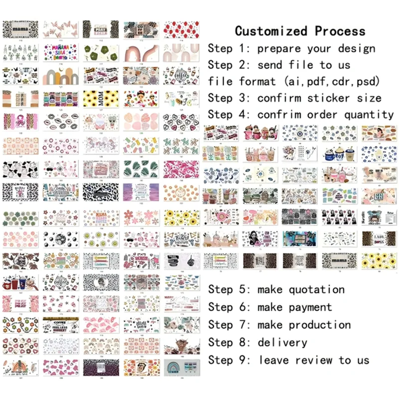 16oz 20oz 24oz Easy Peel Waterproof Glass Transfers uvdtf Crystal Stickers uv dtf Cup Wraps 3d stickers,cup wraps