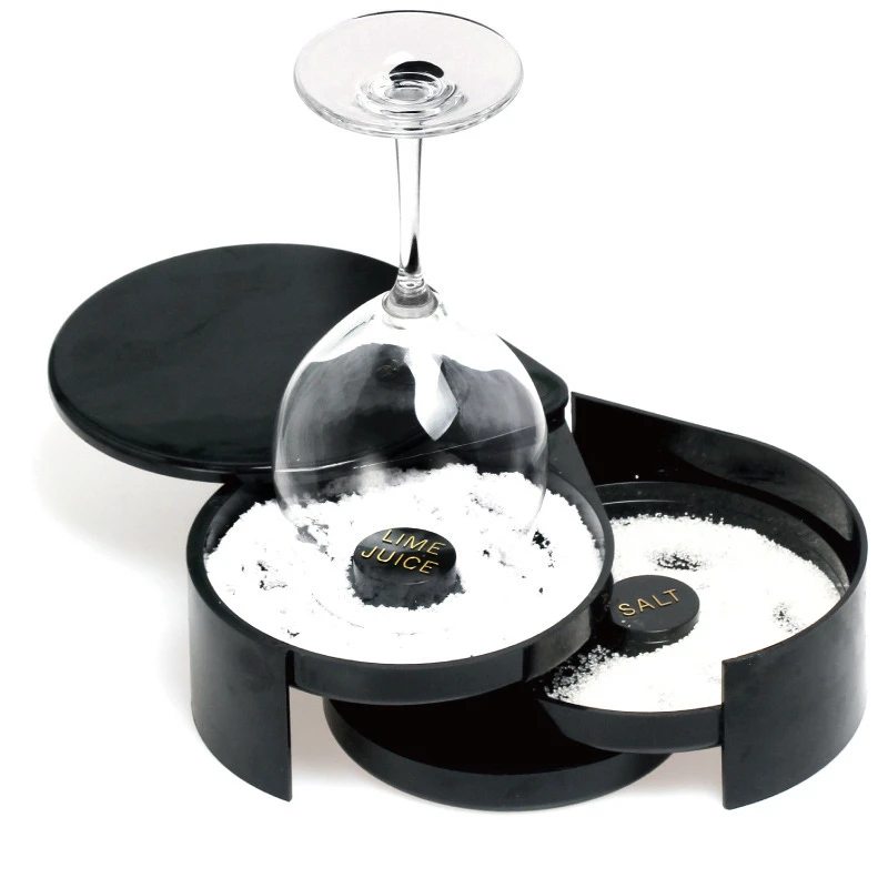 

3 Tier Bartender ABS Tool Cocktail Accessory Glass Rimmer Rotating Salt Home Practical Bar Lime Juice Sugar Durable