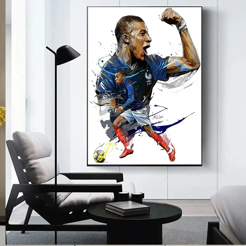 Watercolor wall art Soccer Star Wall Art Poster Dorm Room Home Decor Pop Canvas Painting Mural Collection Picture Print Artwork
