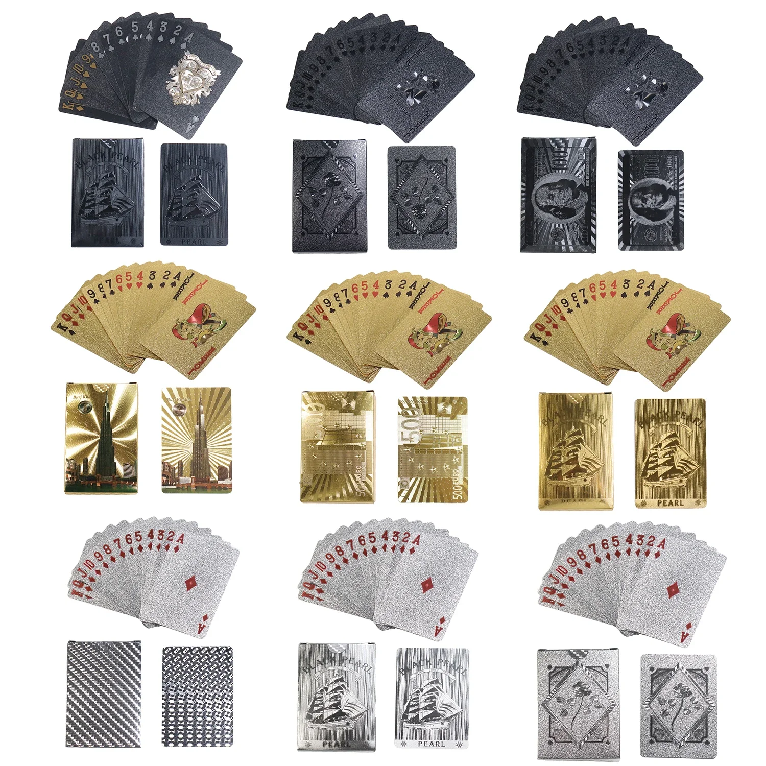 FMOACEN 4 Decks Waterproof Playing Cards Checkered Rose Gold Silver