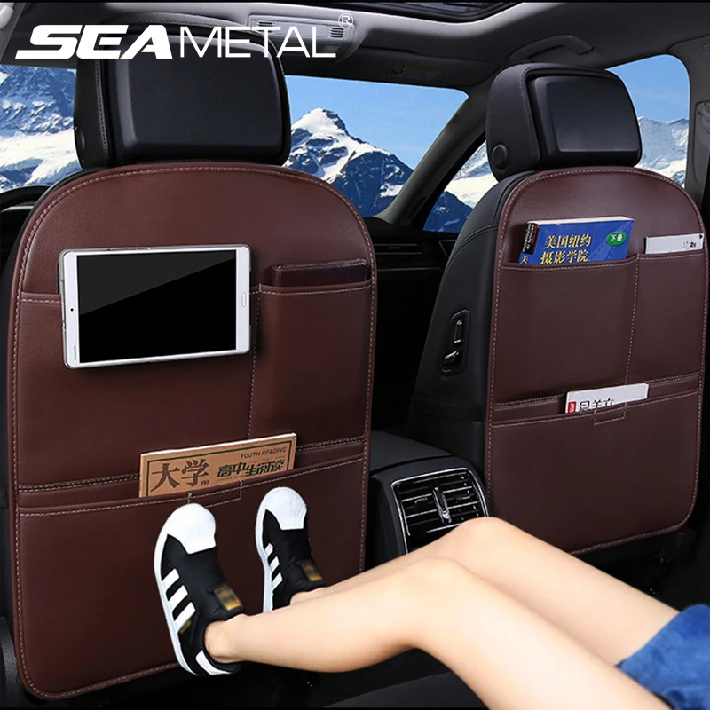 Anti Kick Pad Children Leather Universal Car Interior Seat Back Protector Cover Storage Pocket Auto Organizer car seat protector car seat organizer