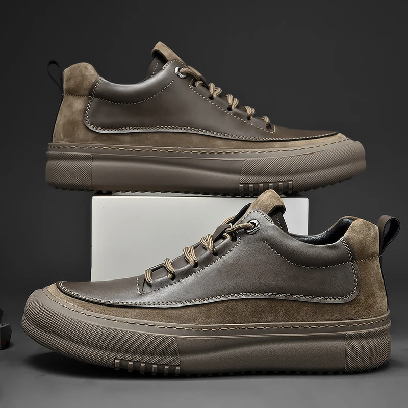 Genuine Leather Men's Shoes Antiskid Casual Shoes Fashion Men Oxford Outdoor Sports Sneakers Classic Male Vulcanize