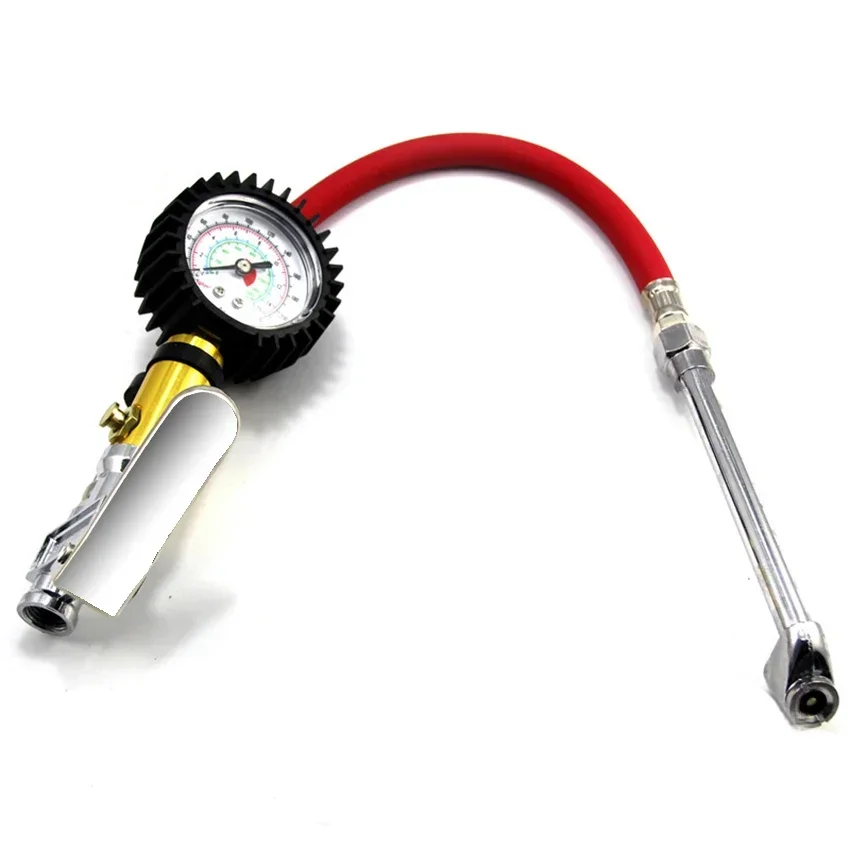 Pressure Gauge Tire Pressure Gauge Heavy Duty 220 PSI Tire Inflator High Precision Pressure Gun with Leakproof Air Hose for Car Truck