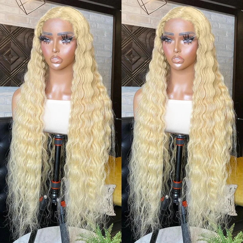 

613 Honey Blonde Curly Human Hair Wig 150% 13x4 Transparent Loose Deep Wave Lace Front Wig 13x6 HD Lace Frontal Wigs For Women