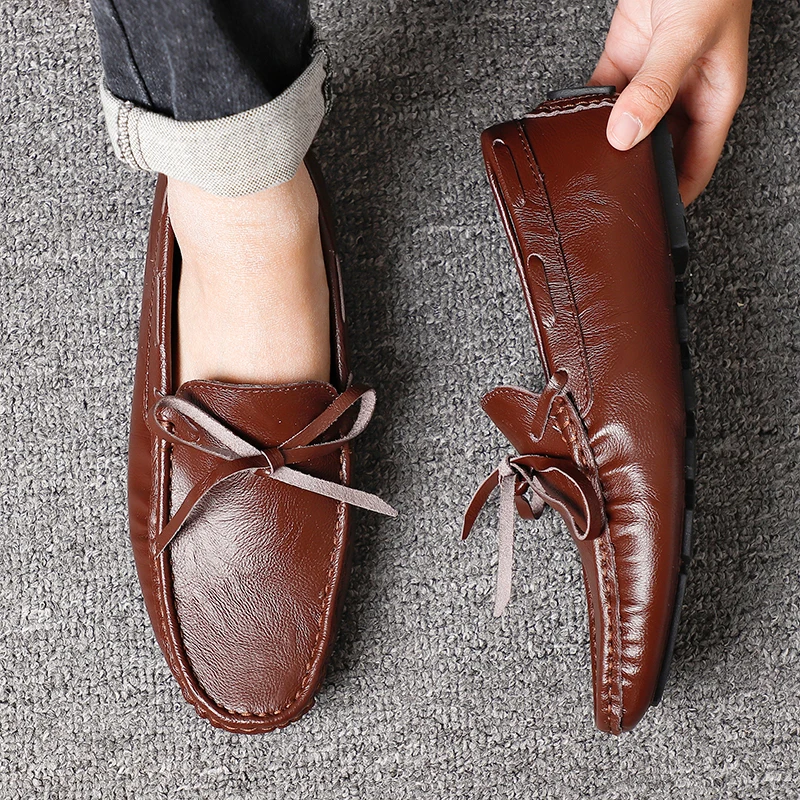 Spring Luxury Brand Loafers Soft Sole White Casual Shoes Designer Soft Leather Versatile Fashion Business Driving Leather Shoes 5