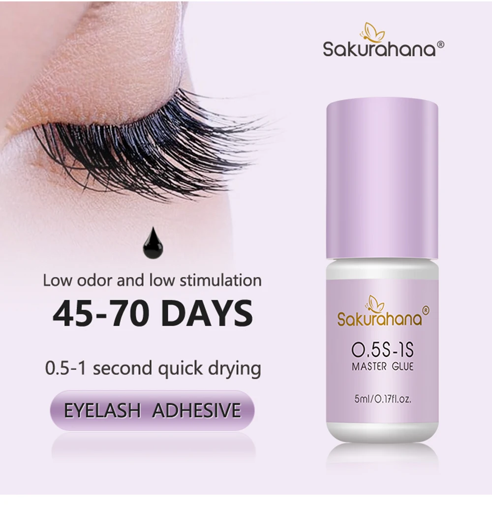 SAKURAHANA 5ml 1-Sekunden Schnelltrocknender Starker Wimpernverlängerungskleber Haltbarkeit 5-7 Wochen Geruchsarm Nerz-Wimpernkleber – Detail 8
