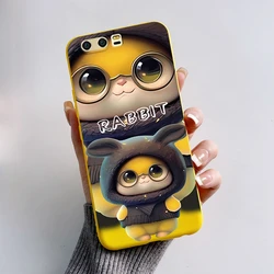 Soft Silicone Cute Patterned Shockproof Back Cover - Fashion Cartoon Design Candy Case for Honor 9 (Yellow-L07)