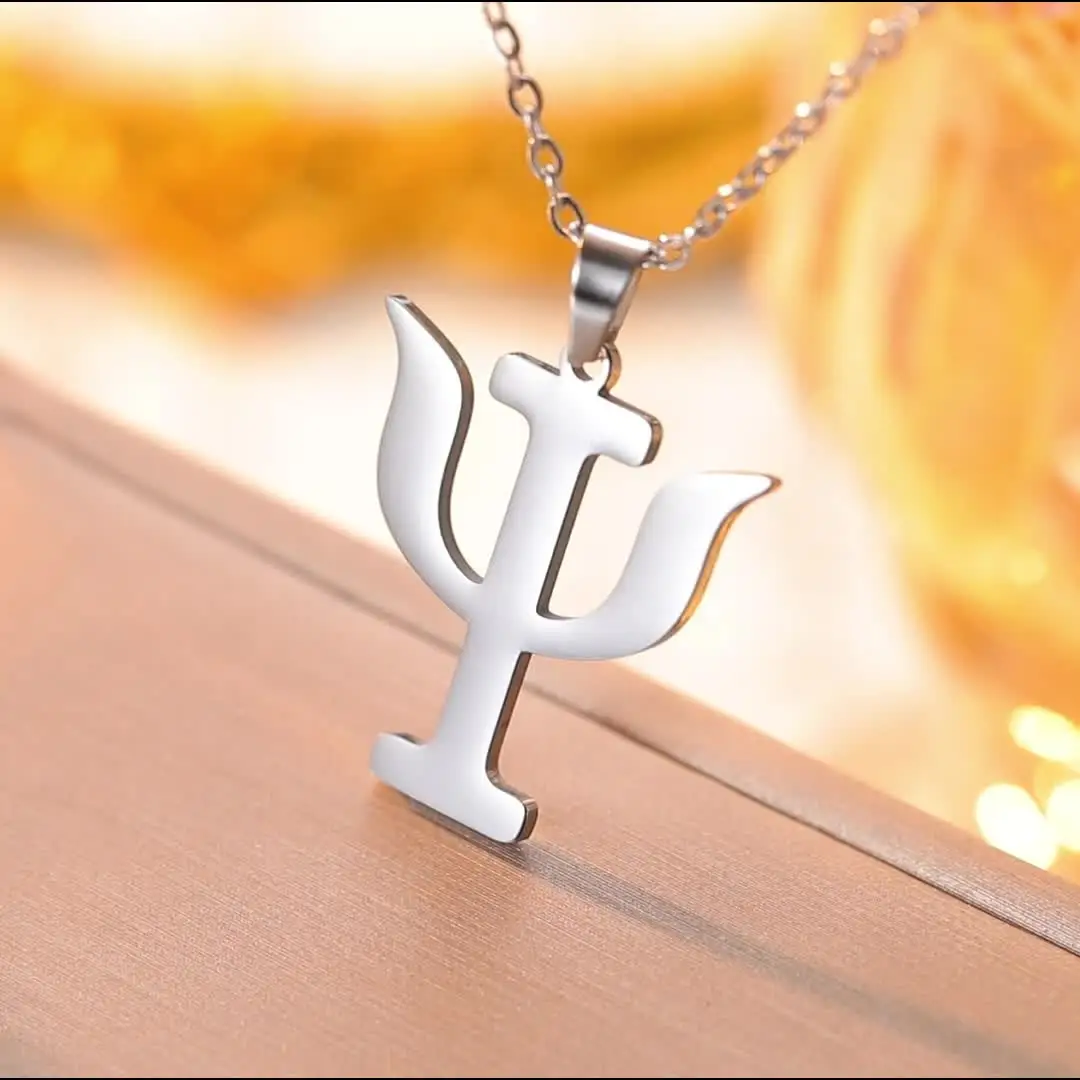 TEAMER Collana simbolo psicologia in acciaio inox PSI Psichiatria doppio strato Snake catena Collana