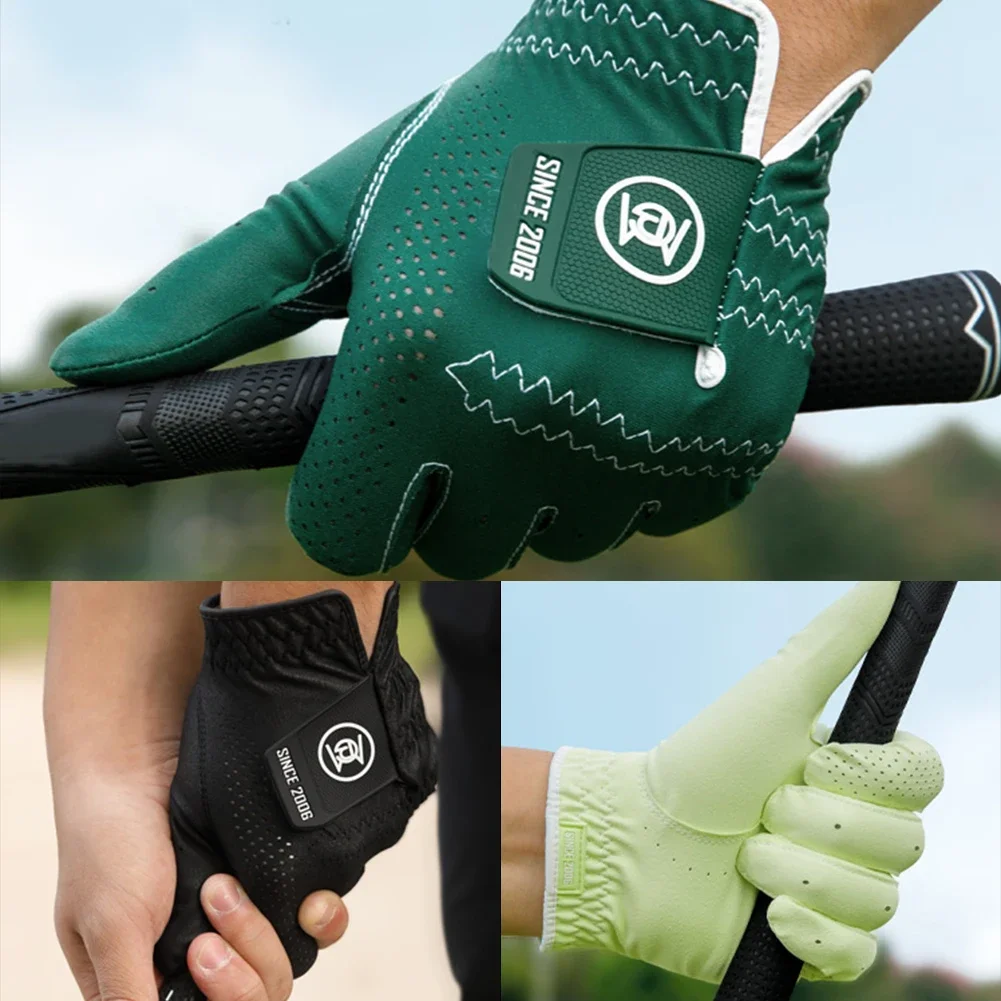 Men's Golf Left Hand Gloves  Anti-Slip Soft Ultra-fiber Cloth Breathable Wear-resistant Hook-and-Loop Fixed Golf Sports Gloves
