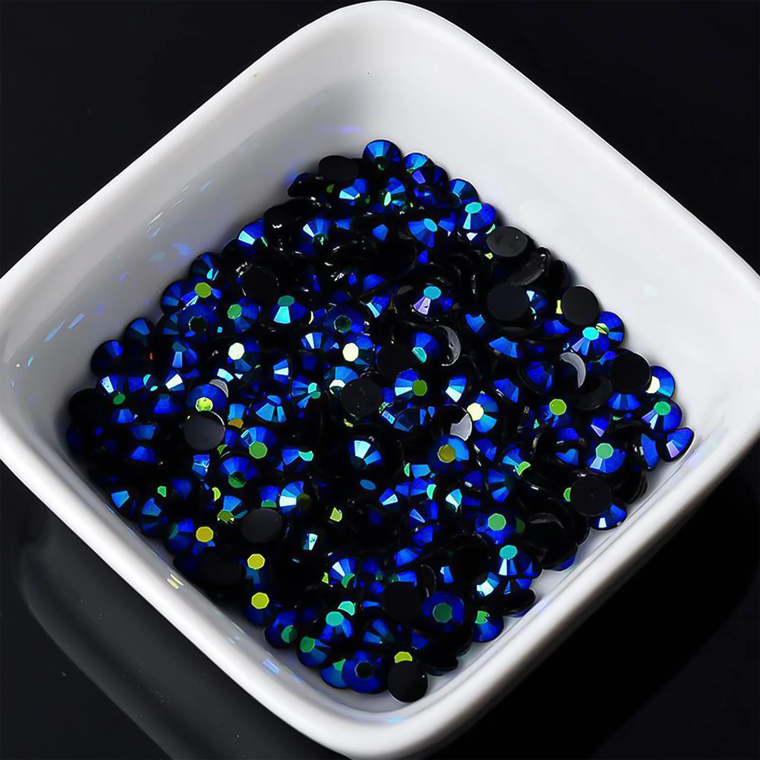 Sapphire Blue AB Flatback Resin Jelly Rhinestones - Faux Gems for Crafts and DIY Nail Art Charms