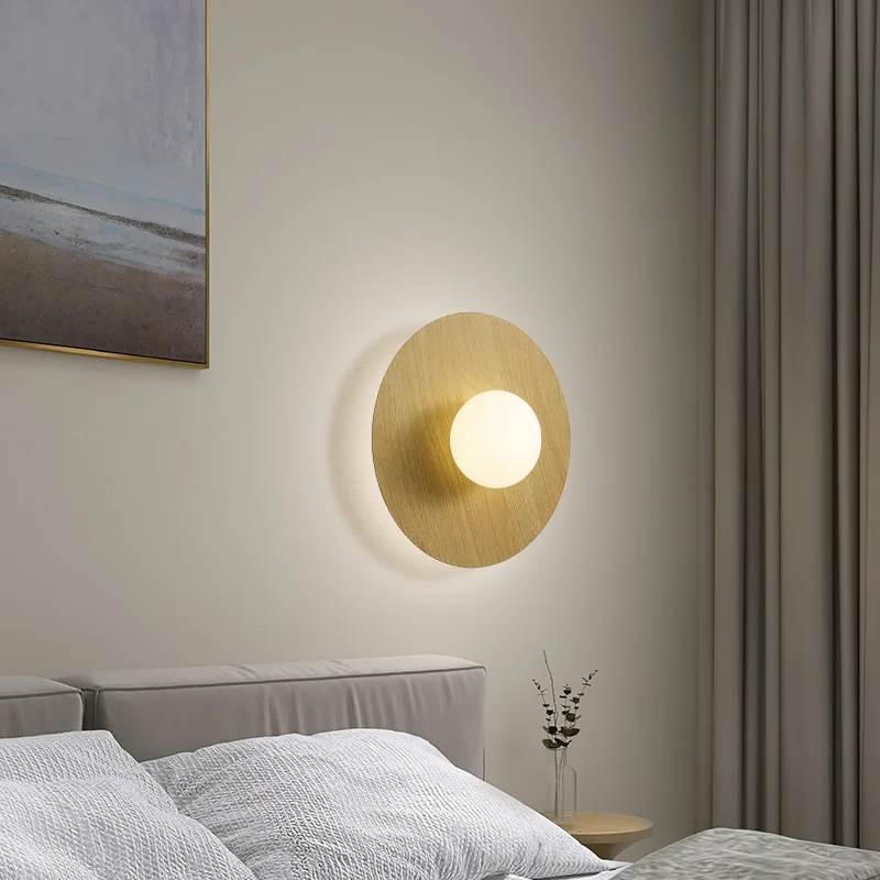 Nordic Wall Lamp Bedroom Bedside Lamp Modern and Simple Creative LED Wood Entrance Hallway Living Room Sofa Wall Atmosphere