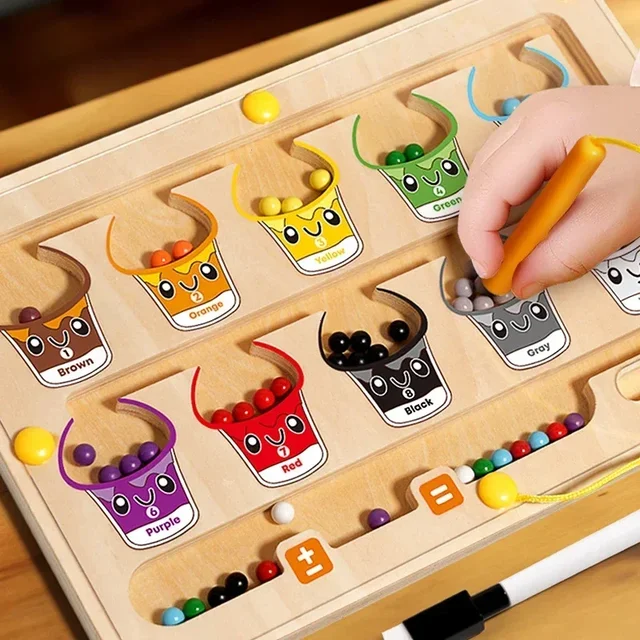 2 in 1 Magnetic Color Sorting Maze & Drawing Board Toddler Montessori Toys Number Matching Learning Counting Preschool Activity 2