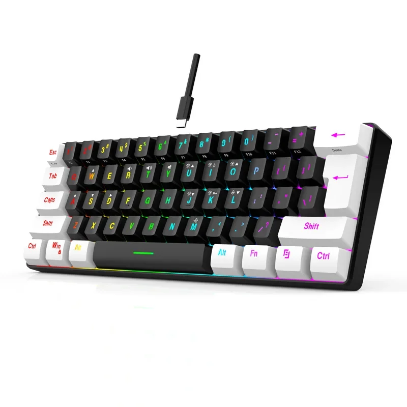 Wired 61 key gaming keyboard Mechanical feel Business office Portable and compact computer keyboard