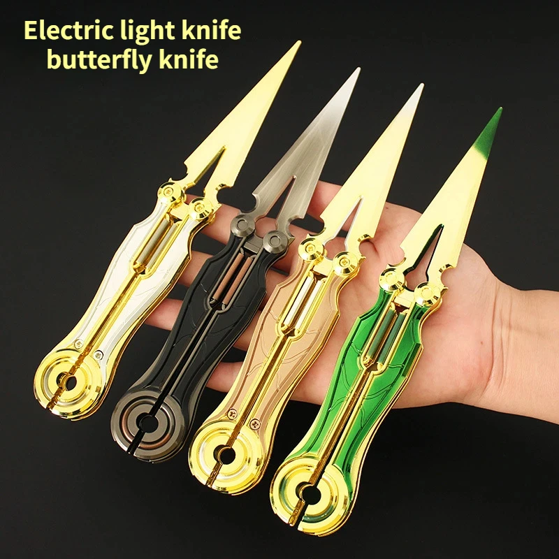 

Valorant Game Weapon Perimeter 21cm Fearless Contract Magic Spark Punk Electric Light Blade Butterfly Swing Knife Zinc Alloy Toy
