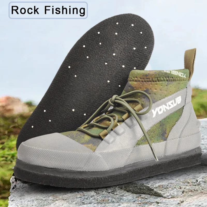Chaussures pêche chasse Reef Rock - Bottes pêche professionnelles semelle feutre crampons - Hommes femmes