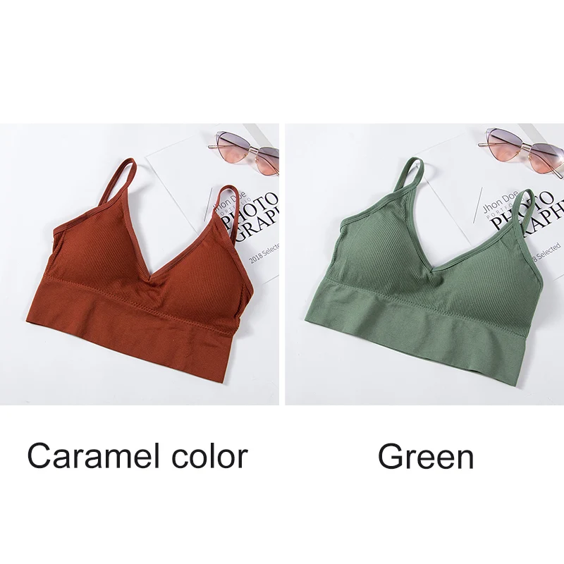 2 Pcs Padded Bra Sexy Womens Crop Tops Vest Tank Tops Lady Summer Sexy Lingerie Intimate 7 Colors Wire Free Active Bra