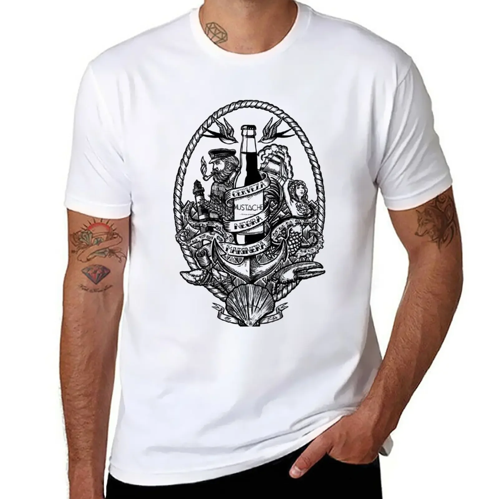Cerveza Mustache T-Shirt Blouse customs oversizeds mens white t shirts