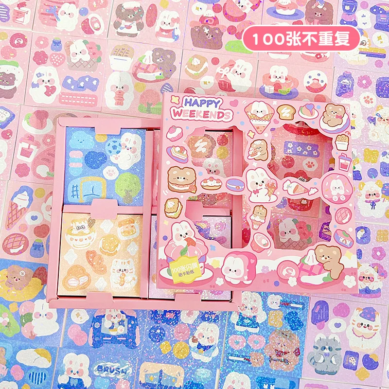 귀여운 Goo 카드 스티커, 반복되지 않는 소녀 손 계정 스티커, DIY 장식 재료, Goo 카드 스티커, 100 개