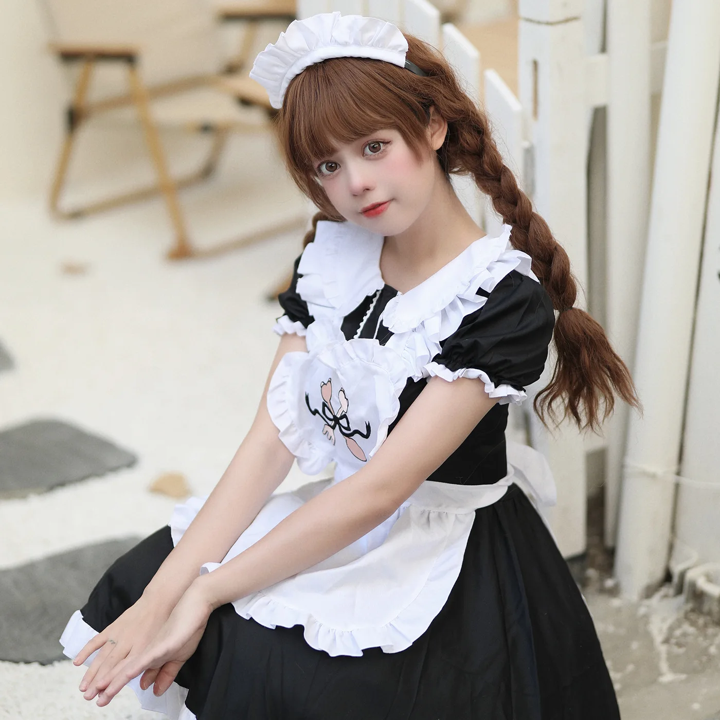 

Japanese Akihabara maid outfit Embroidered Chef Lady COS Cute Boss Lolita Suit Two-dimensional Plus Size Costume